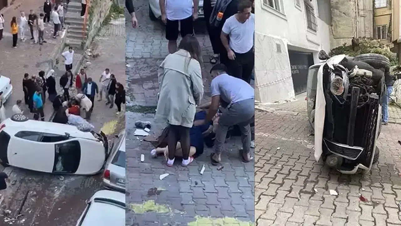 ÇOCUKLARINI OKULA GÖTÜRÜKEN KAZA YAPTI! 2'Sİ ÇOCUK 4 YARALI!