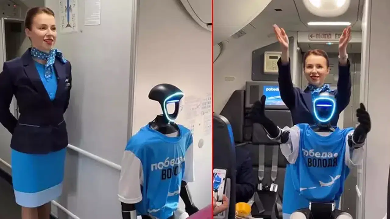 DÜNYADA İLK KEZ BİR RUS HAVA YOLU ROBOT KABİN MEMURU KULLANDI!