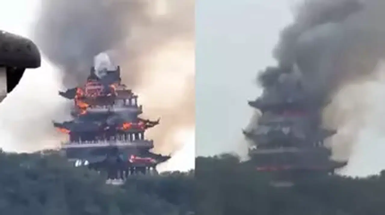 ÇİN'DE BİN 500 YILLIK TAPINAKTA ÇIKAN YANGIN HEYECAN YARATTI!