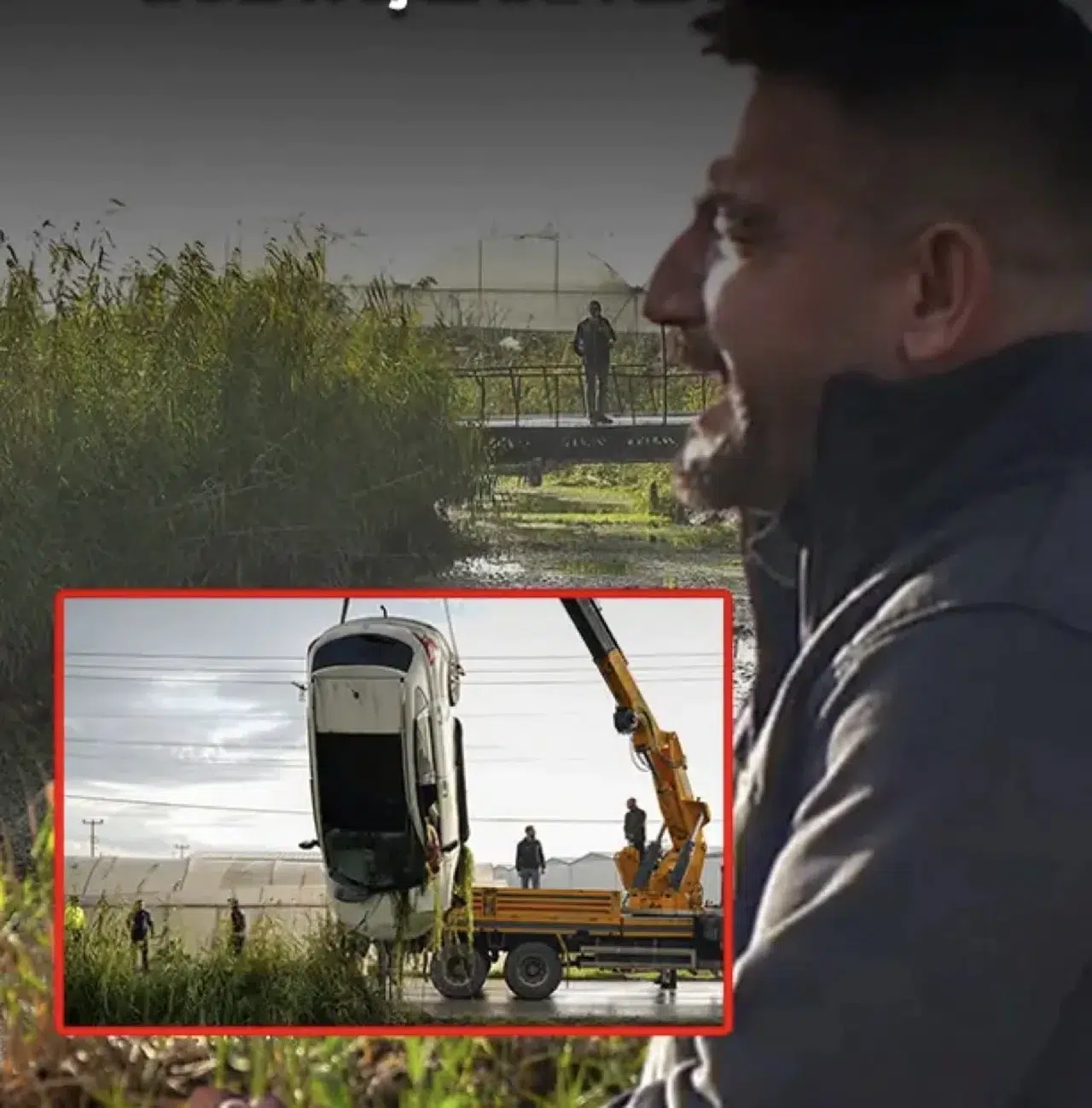 TARTIŞTIĞI EŞİ ARABA İLE DEREYE DÜŞEN KOCA KAHREDEN O ANI BÖYLE İZLEDİ!