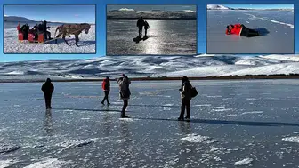 ÇILDIR GÖLÜ'NÜN YÜZEYİ NİHAYET BUZ TUTMAYA BAŞLADI!
