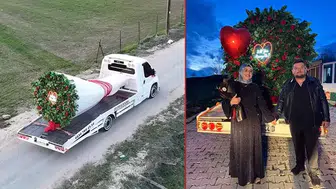 OTO KURTARICI DEV BUKETİ ARACA YÜKLEYEREK EVLİLİK TEKLİFİ YAPTI!