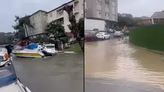 ARALIKSIZ YAĞAN YAĞMUR BEYKOZ'DA KÜÇÜK GÖLETLER OLUŞTURDU!