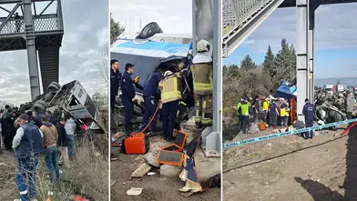 ANKARA'DA HALK OTOBÜSÜ ÜST GEÇİDİN AYAĞINA ÇARPTI!
