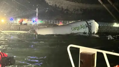 TÜRK KARGO UÇAĞI HONG KONG’DA PİSTTEN ÇIKARAK DENİZE DÜŞTÜ!