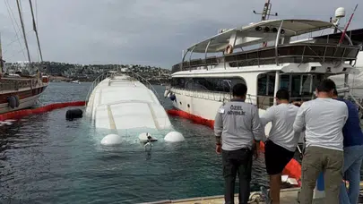 BODRUM'DA 30 METRELİK 40 MİLYON TL'LİK LÜKS YAT SULARA GÖMÜLDÜ!