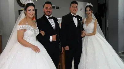 BABADAN KALMA GELENEĞİ YAŞATARAK AYNI GÜN EVLENDİLER!