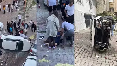 ÇOCUKLARINI OKULA GÖTÜRÜKEN KAZA YAPTI! 2'Sİ ÇOCUK 4 YARALI!