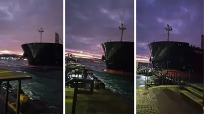 KURU YÜK GEMİSİ İSKELEYE VURMAKTAN SON ANDA KURTULDU!