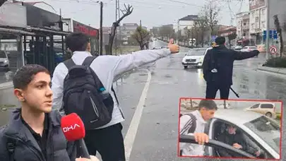 ARNAVUTKÖY’DE OKULA GİTMEK İÇİN OTOSTOP YAPAN ÖĞRENCİLER ÇOK DERTLİ!