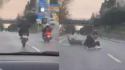 MOTOSİKLETLE TEK TEKER HEVESİ AZ DAHA ÖLDÜRÜYORDU!