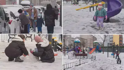İSTANBUL'DA YAĞAN KAR EN ÇOK ÇOCUKLARI SEVİNDİRDİ!