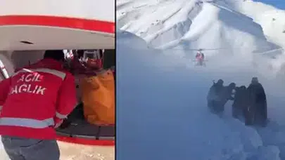 ŞEMDİNLİ'DE YOLU KARDAN KAPALI KÖYE HELİKOPTER İNDİ!