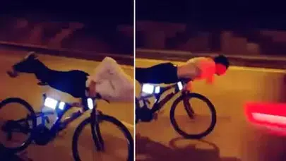 BİSİKLET ÜZERİNDE BU ŞEKİLDE YOLCULUK ÖLÜMLE BİTTİ!