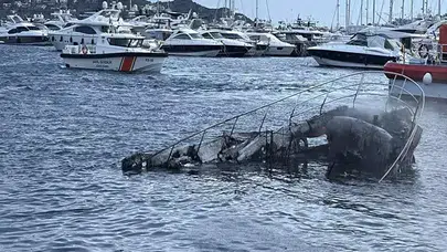 BODRUM'DA YANAN LÜKS YATLARIN ENKAZLARI KALDIRILIYOR!