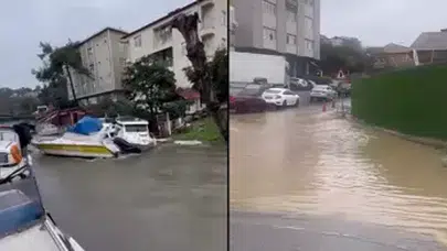 ARALIKSIZ YAĞAN YAĞMUR BEYKOZ'DA KÜÇÜK GÖLETLER OLUŞTURDU!