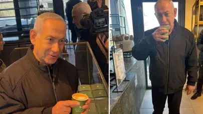 NETANYAHU GÖRÜNTÜSÜNDE DÖKÜLMEYEN KAHVE DETAYI!