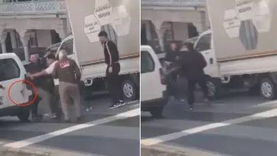 KAĞITHANE'DE İKİ SÜRÜCÜNÜN BIÇAKLI YOL VERME KAVGASI KAMERADA!