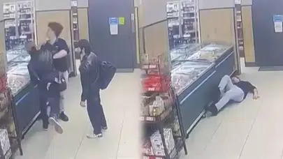 MARKET ÇALIŞANININ ŞÜPHELENDİĞİ KİŞİ BÖYLE YUMRUK ATARAK KAÇTI!