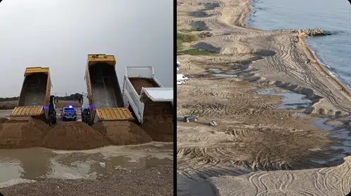 MANAVGAT’TAKİ İNŞAAT İÇİN PLAJDAN KUM ÇALAN HIRSIZLAR YAKALANDI!