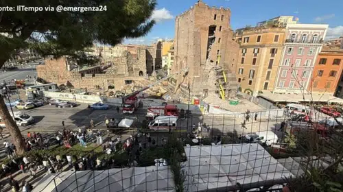 ROMA'DA RESTORE EDİLEN TARİHİ KULE ÇÖKTÜ! DÖRT İŞÇİ YARALANDI!