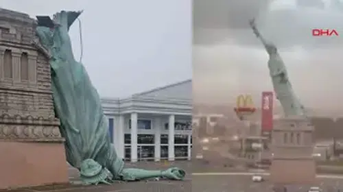 ÖZGÜRLÜK HEYKELİNİN BREZİLYA'DAKİ REPLİKASI YIKILDI!