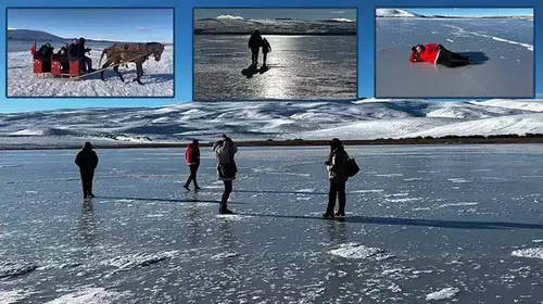 ÇILDIR GÖLÜ'NÜN YÜZEYİ NİHAYET BUZ TUTMAYA BAŞLADI!