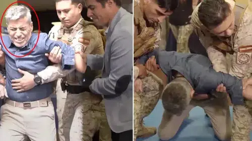 ARJANTİNLİ GÜVENLİK BABANI ELEKTRO ŞOK İLE BÖYLE YERE DEVRİLDİ!