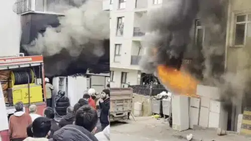 HURDACIDAKİ YANGINDA MAHSUR KALAN 4 KİŞİ DUVARI DELEREK KURTULDU!