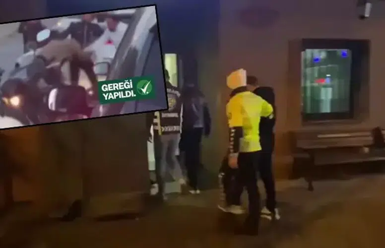 TERS YÖNDEN GELİP MOTOSİKLET SÜRÜCÜSÜNE SALDIRAN YAKALANDI!