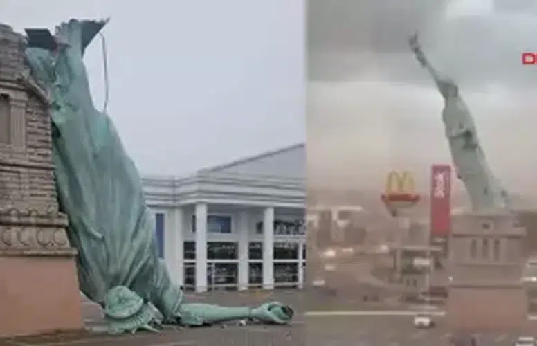 ÖZGÜRLÜK HEYKELİNİN BREZİLYA'DAKİ REPLİKASI YIKILDI!