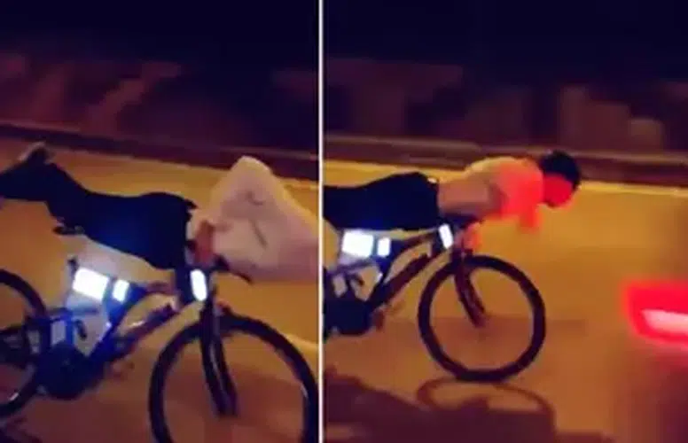 BİSİKLET ÜZERİNDE BU ŞEKİLDE YOLCULUK ÖLÜMLE BİTTİ!