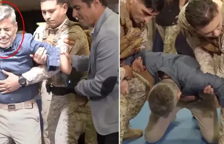 ARJANTİNLİ GÜVENLİK BABANI ELEKTRO ŞOK İLE BÖYLE YERE DEVRİLDİ!