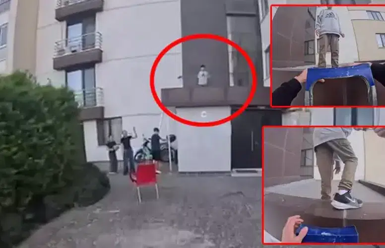 ÖNCE SİPARİŞİ TESLİM ETTİ SONRA DAMDA KALAN ÇOCUĞU KURTARDI!