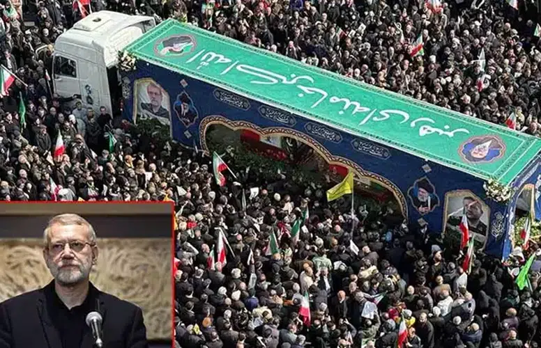 İRAN'DA ALİ LARİCANİ İÇİN CENAZE TÖRENİ DÜZENLENDİ!