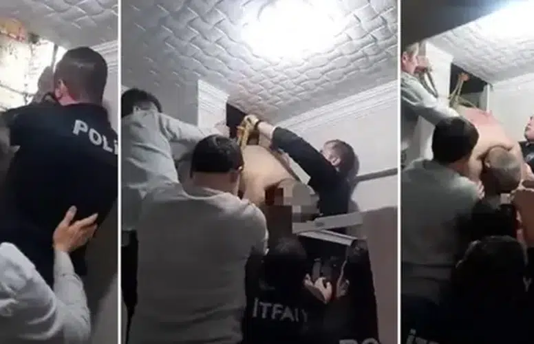 BOŞANMA AŞAMASINDAKİ EŞİNİN EVİNE GİRERKEN BACAYA SIKIŞTI!