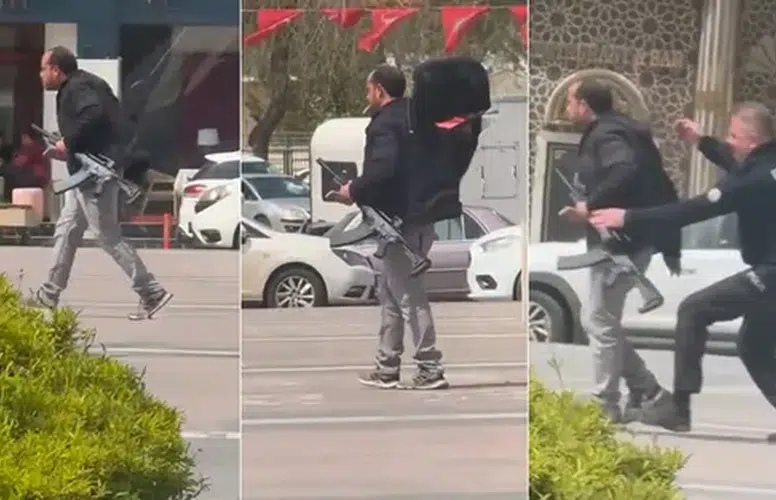 UZUN NAMLULU SİLAH TAŞIYAN ŞAHISI POLİS ÜZERİNE ATLAYARAK ENGELLEDİ!