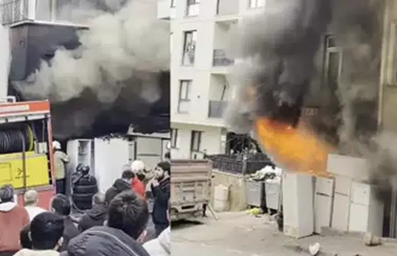 HURDACIDA ÇIKAN YANGINDA MAHSUR KALAN 4 KİŞİ DUVARI DELEREK KURTULDU!