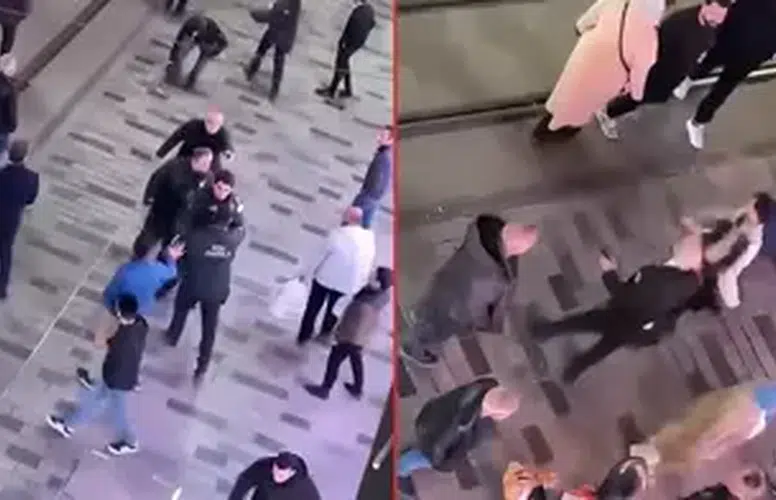 İSTİKLAL CADDESİ'NDE TEKME VE YUMRUKLU KAVGA KAMERADA!