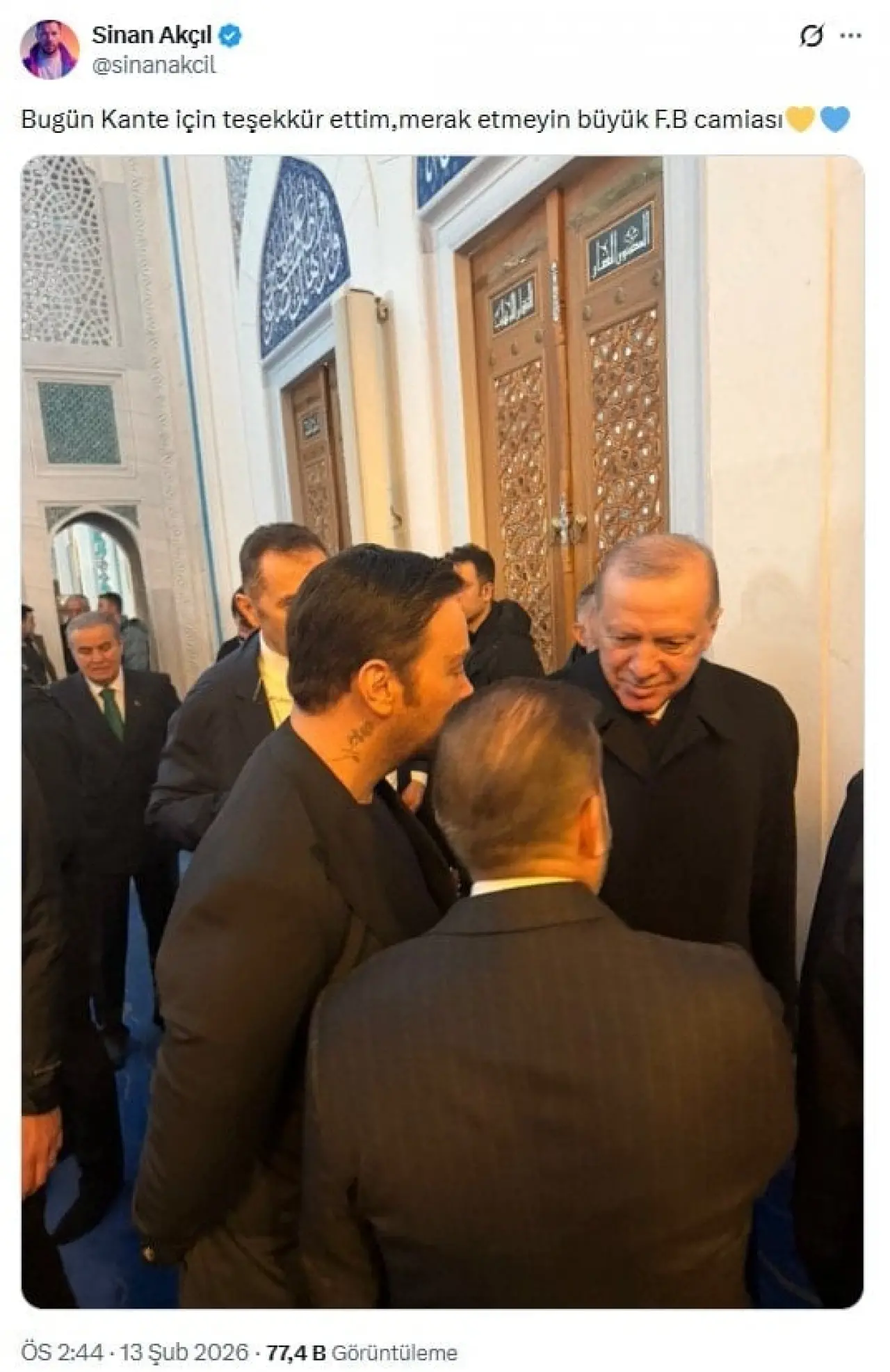 Ünlü şarkıcı Kante transferi için Erdoğan'a teşekkür etti - Resim : 1